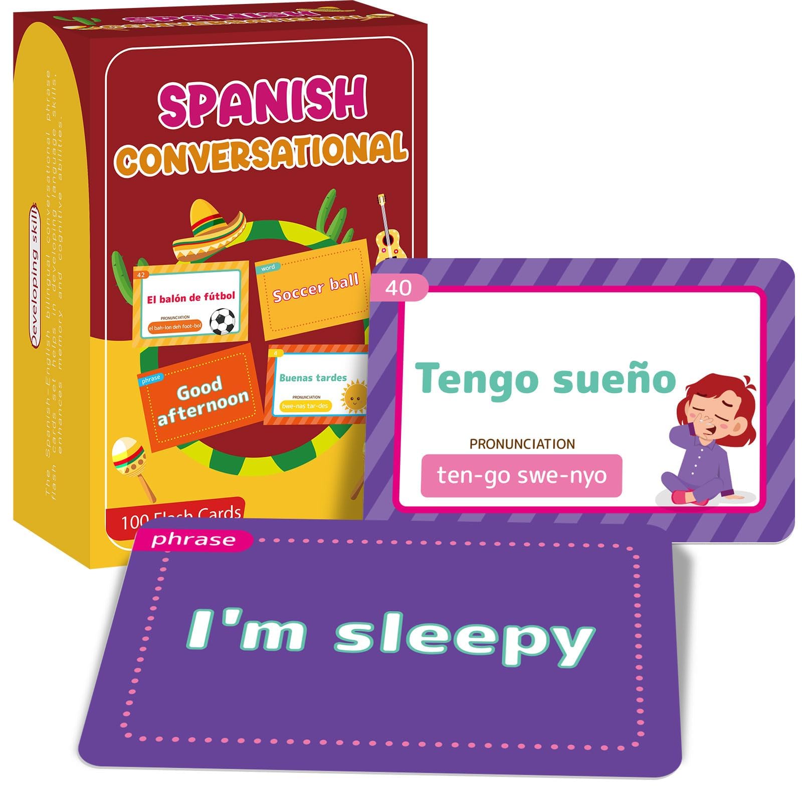 gisgfim 100 Spanish Conversational Phrase Flash Cards Spanish Phrases Vocabulary Beginner Sayings for Travel Memory School Classroom Quick Reference Educational Bilingual Language